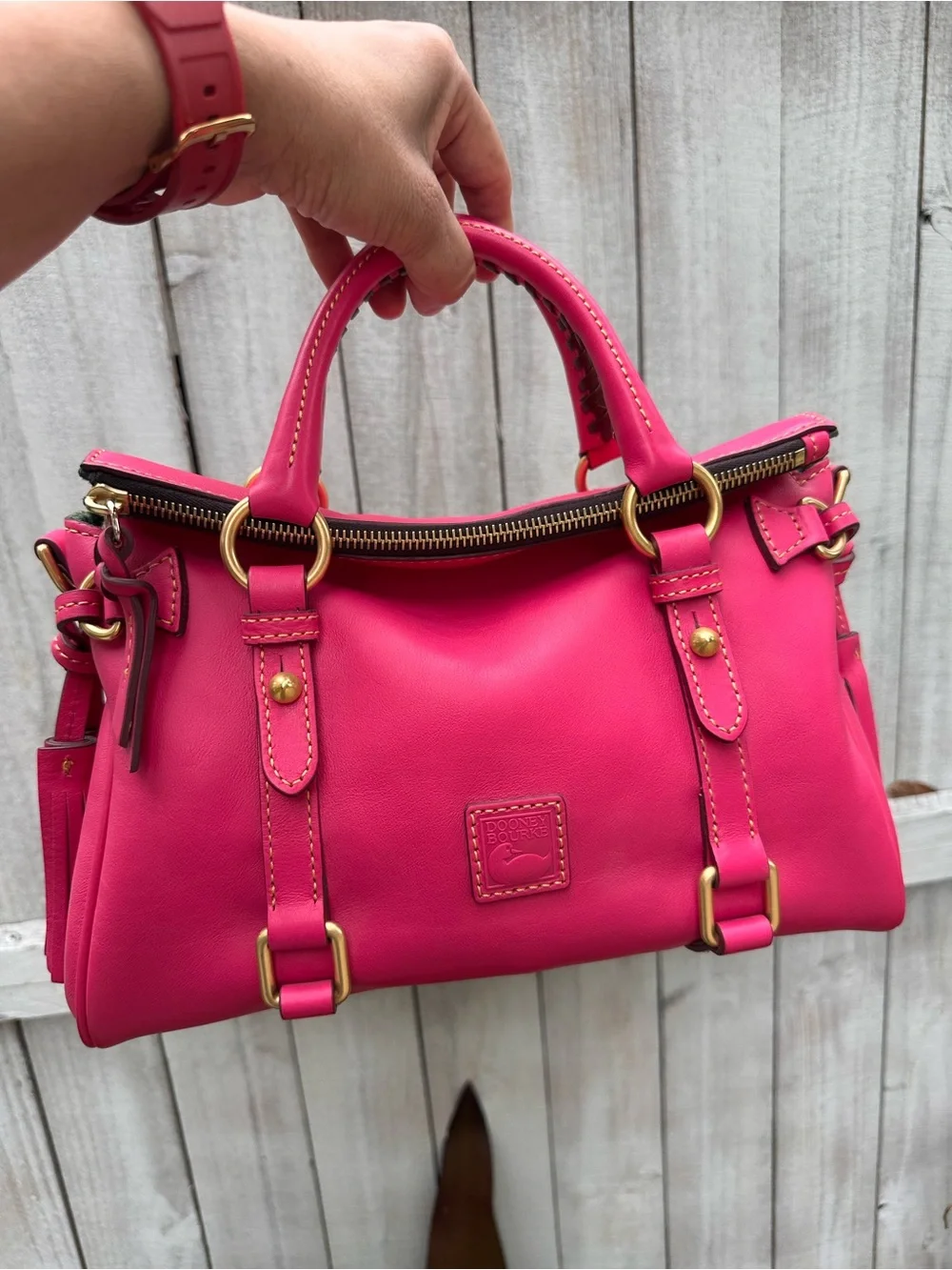 Dooney & Bourke Mini Fuchsia Leather Satchel